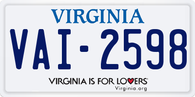 VA license plate VAI2598