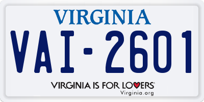 VA license plate VAI2601
