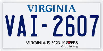 VA license plate VAI2607