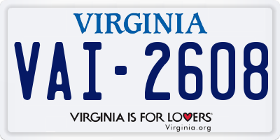 VA license plate VAI2608