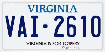 VA license plate VAI2610
