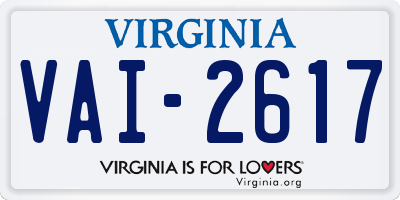 VA license plate VAI2617