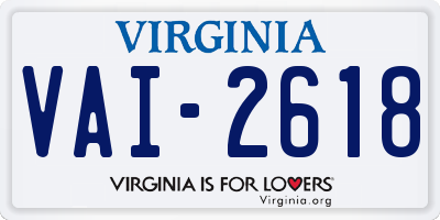 VA license plate VAI2618