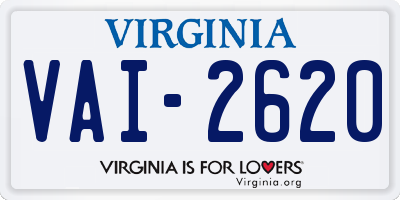 VA license plate VAI2620