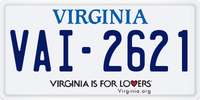 VA license plate VAI2621