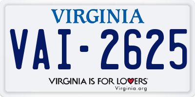 VA license plate VAI2625