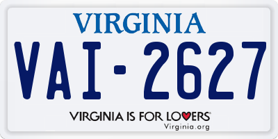 VA license plate VAI2627