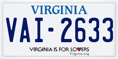 VA license plate VAI2633