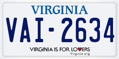 VA license plate VAI2634