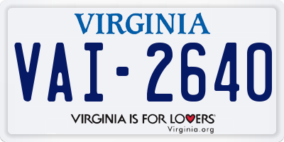 VA license plate VAI2640