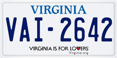 VA license plate VAI2642