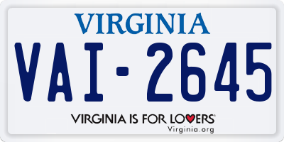 VA license plate VAI2645