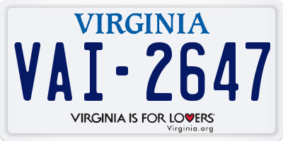 VA license plate VAI2647