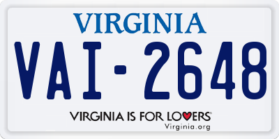 VA license plate VAI2648