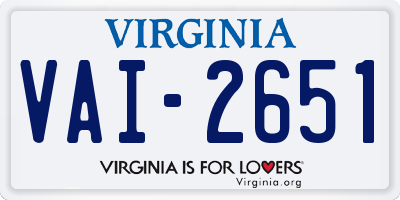 VA license plate VAI2651