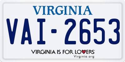VA license plate VAI2653