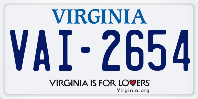 VA license plate VAI2654