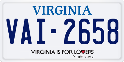 VA license plate VAI2658