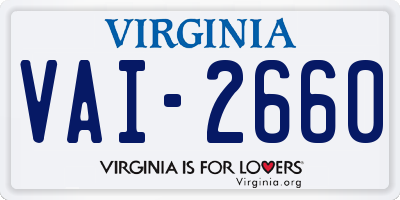 VA license plate VAI2660