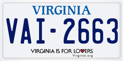 VA license plate VAI2663