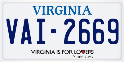 VA license plate VAI2669