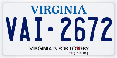 VA license plate VAI2672
