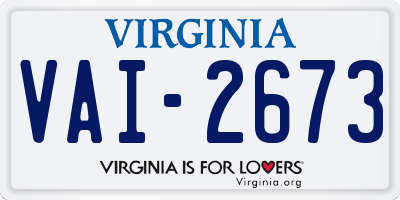 VA license plate VAI2673