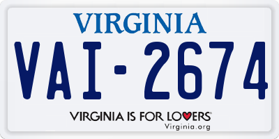 VA license plate VAI2674