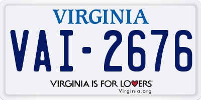 VA license plate VAI2676