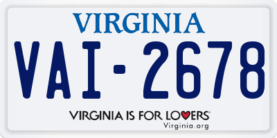 VA license plate VAI2678