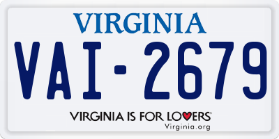 VA license plate VAI2679