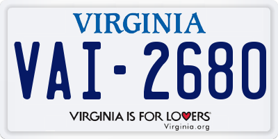 VA license plate VAI2680