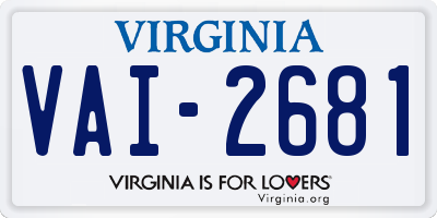 VA license plate VAI2681
