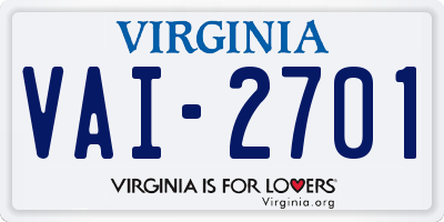 VA license plate VAI2701