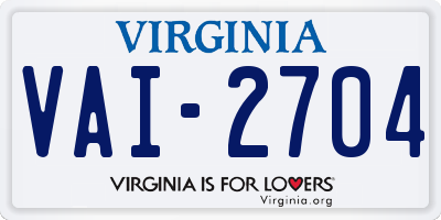 VA license plate VAI2704
