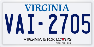 VA license plate VAI2705