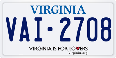 VA license plate VAI2708