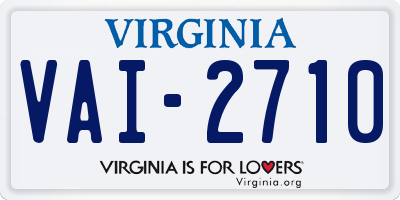 VA license plate VAI2710
