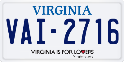 VA license plate VAI2716