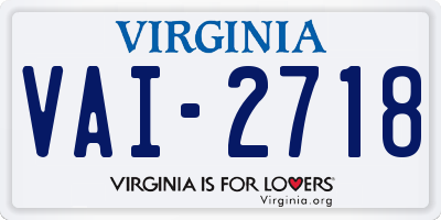 VA license plate VAI2718