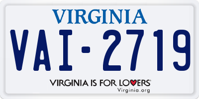 VA license plate VAI2719
