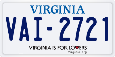 VA license plate VAI2721