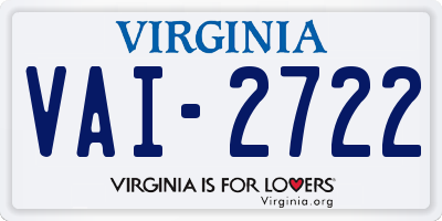 VA license plate VAI2722