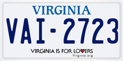 VA license plate VAI2723