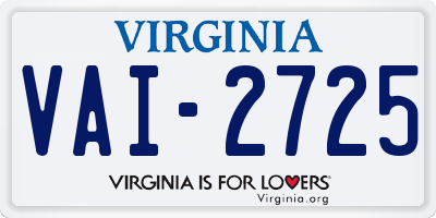 VA license plate VAI2725