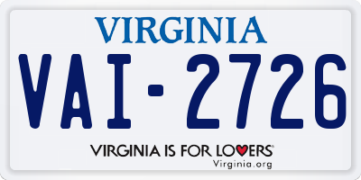 VA license plate VAI2726