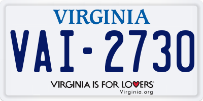 VA license plate VAI2730