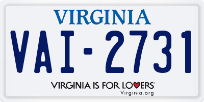 VA license plate VAI2731