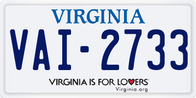 VA license plate VAI2733