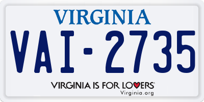 VA license plate VAI2735